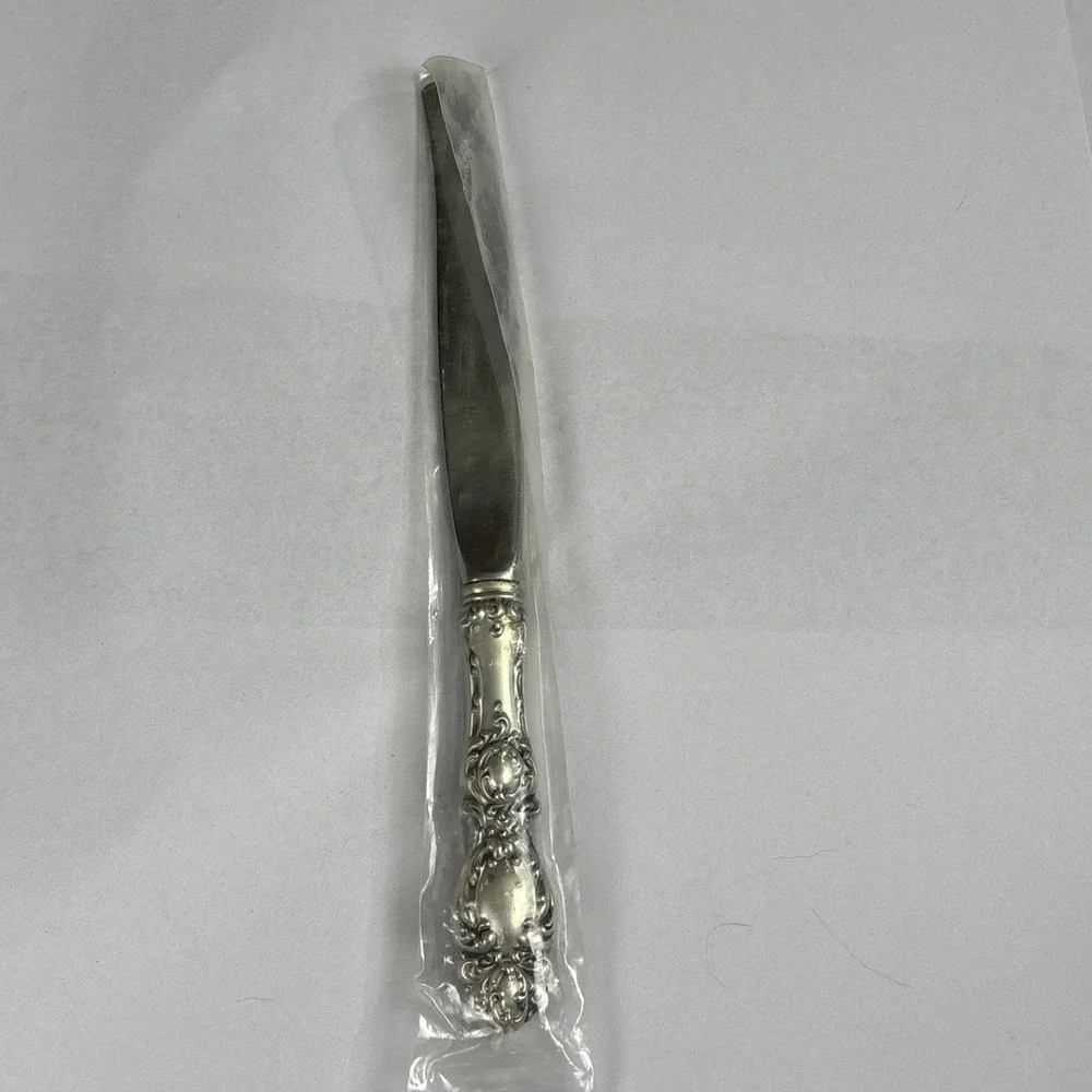 VTG Wallace‎ Lucerne Sterling Silver Knife Stainless Blade NOS Ornate Rococo MCM